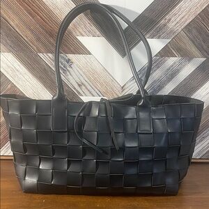 Elegant Black Woven Tote Bag